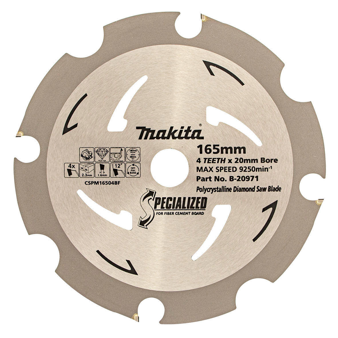 Makita Fibre Cement Saw Blade 165mm x 20mm x 4T B-20971