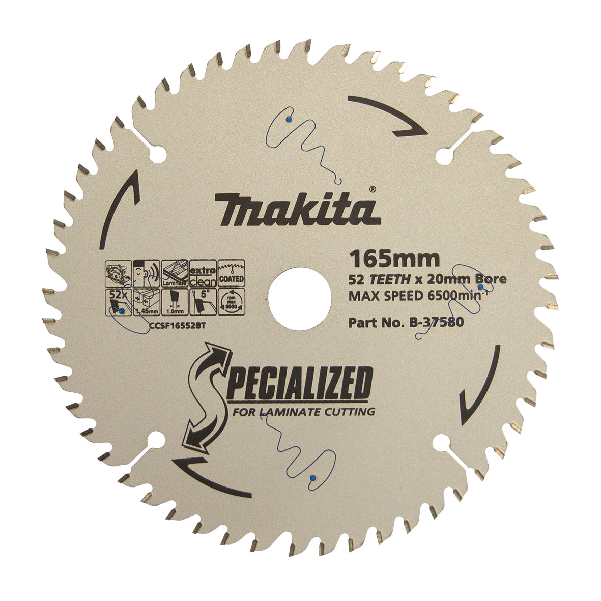Makita Laminate TCT Saw Blade 165mm x 20mm x 52T B-37580