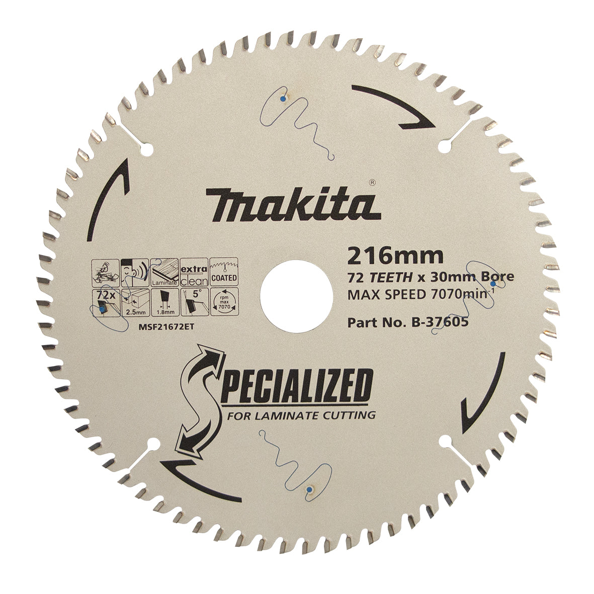 Makita Laminate TCT Saw Blade 216mm x 30mm x 72T B-37605