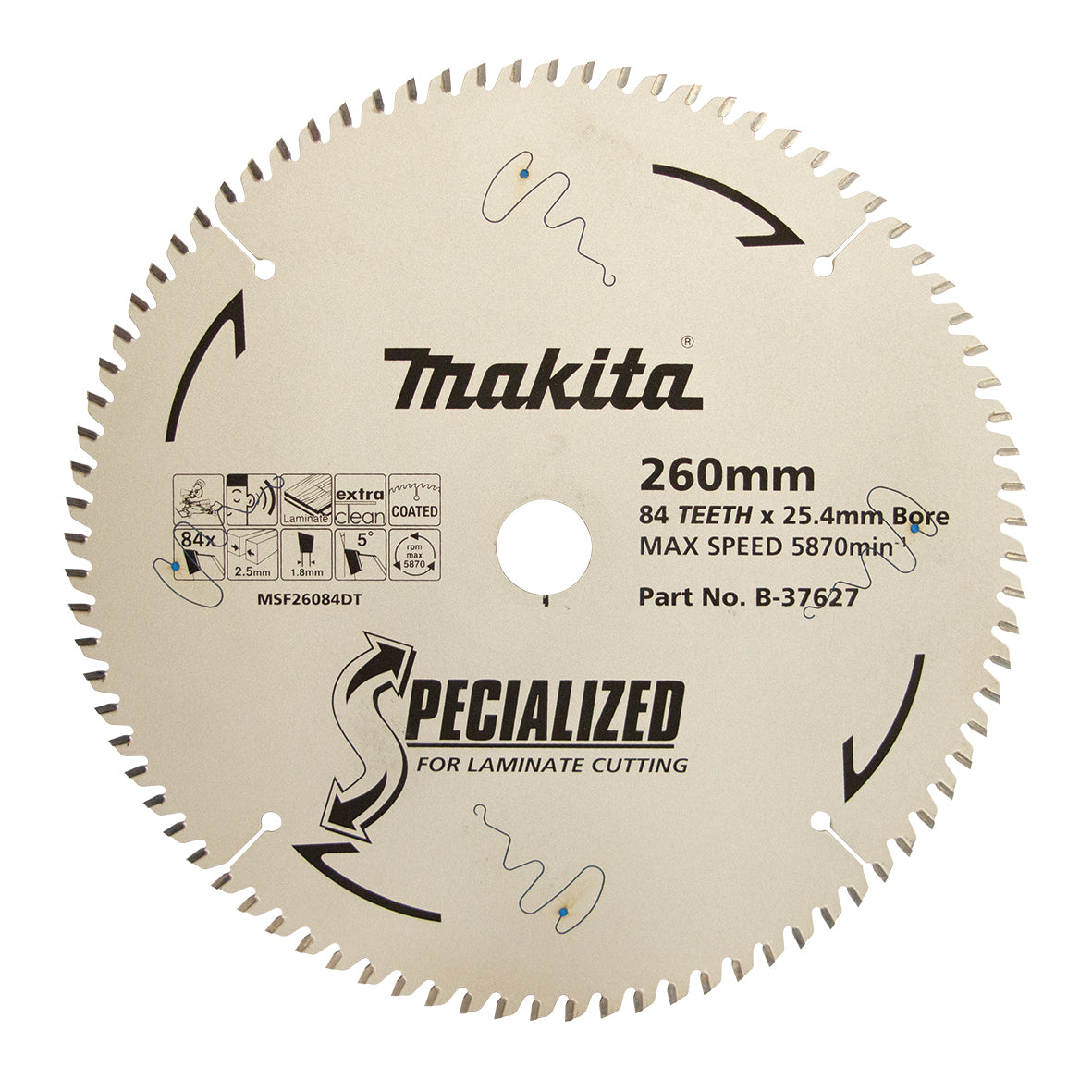Makita Laminate TCT Saw Blade 260mm x 25.4mm x 84T B-37627