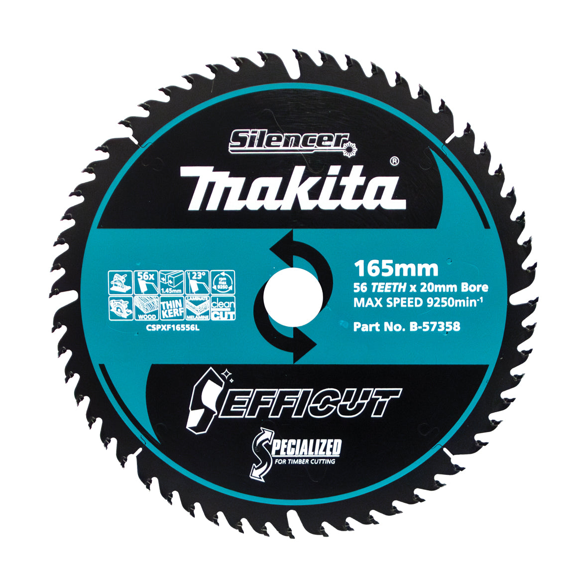 Makita Efficut Wood TCT Saw Blade 165mm x 20mm x 56T - B-57358