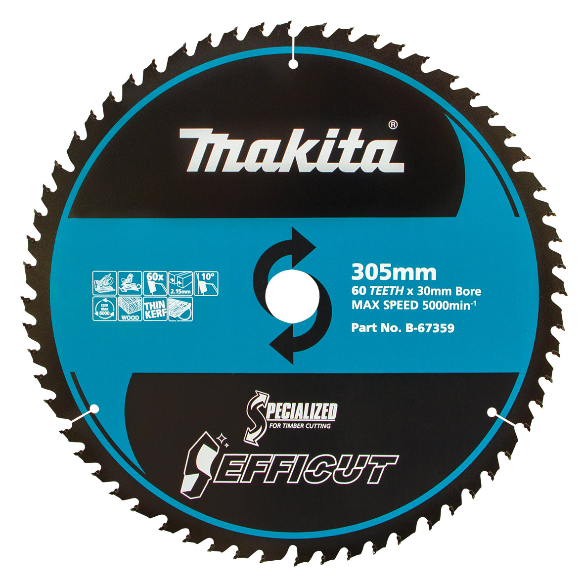 Makita Efficut Wood TCT Saw Blade 305mm x 30/25.4mm x 60T B-67359