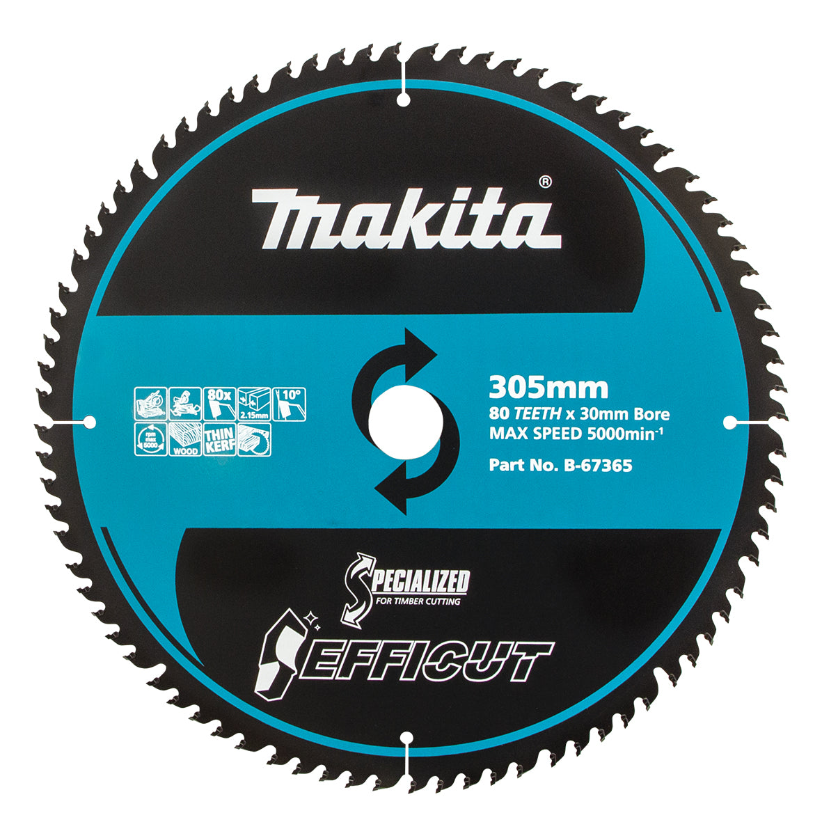 Makita Efficut Wood TCT Saw Blade 305mm x 30/25.4mm x 80T B-67365