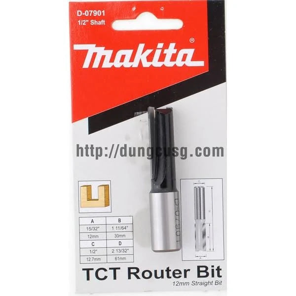 Makita Straight Router Bit 12x30MM 1/2" shank D-07901