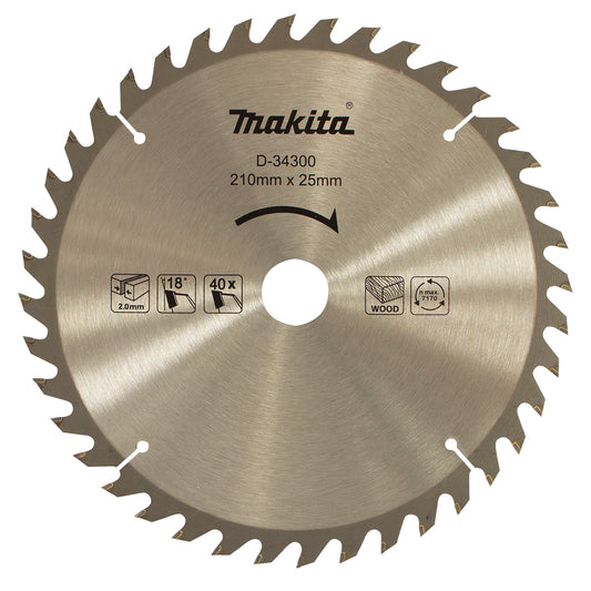 Makita 210mm x 25mm bore 40 tooth blade D-34300