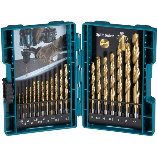 Makita 19pce HSS-TiN drill bit set