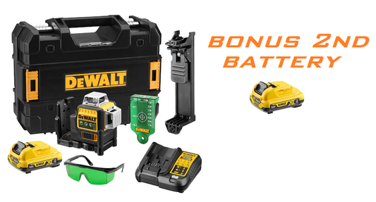 DeWalt 12V XR 3 X 360 Cross Line Green Laser BONUS 2nd BATTERY (FREE SHIPPING).