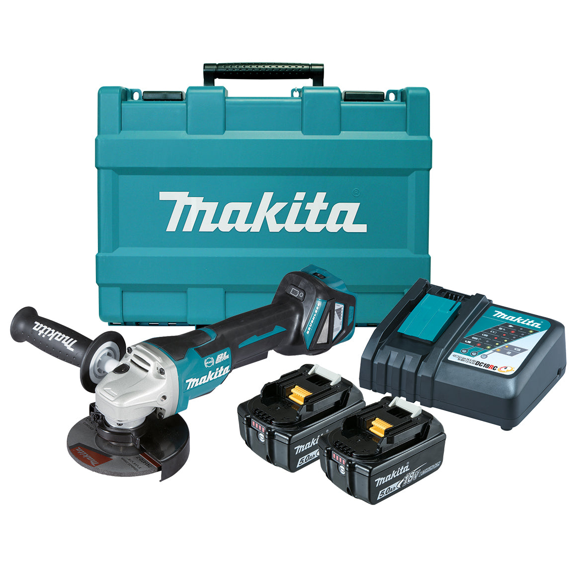 Makita 18V BRUSHLESS 125MM ANGLE GRINDER LI-ION - DGA517RTE