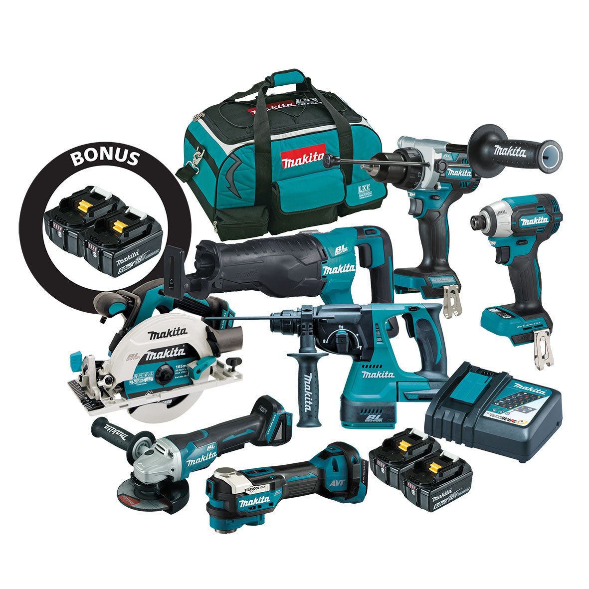 Makita 18V BRUSHLESS 7 PIECE COMBO KIT - DLX7036GX1