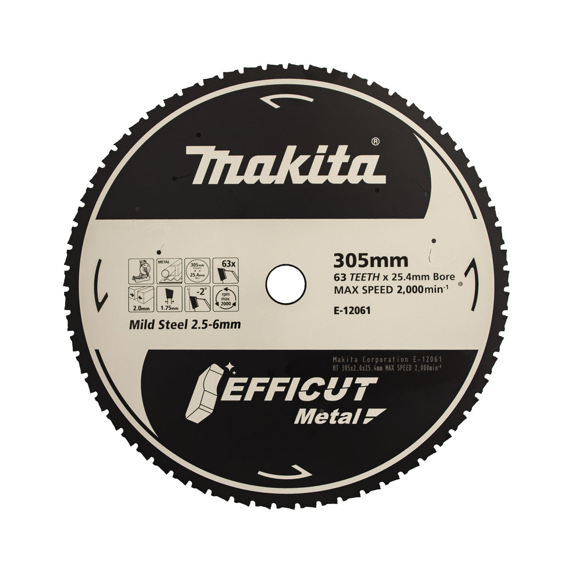 Makita Efficut Metal cutting TCT Saw Blade 305mm x 25.4mm x 63T E-12061