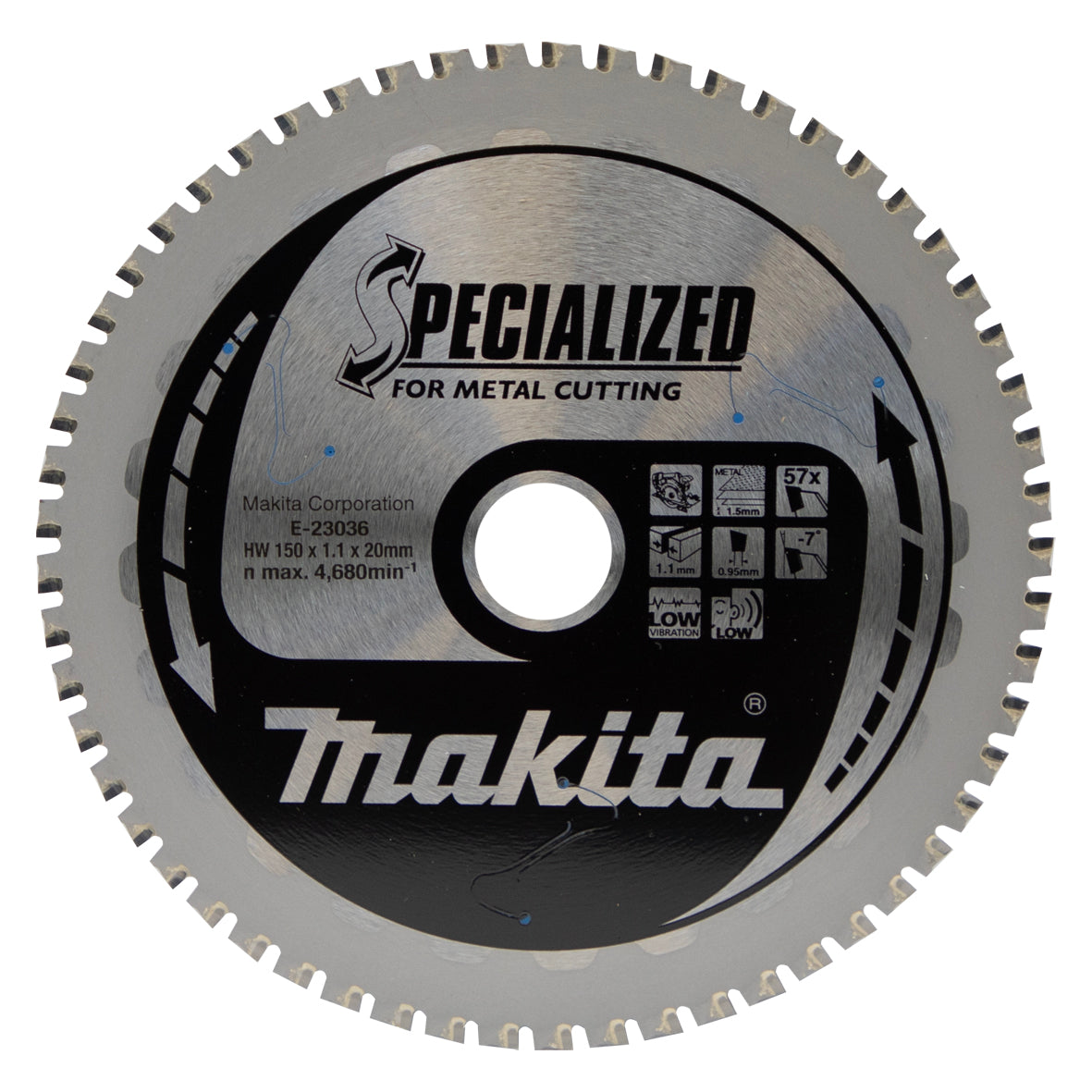 Makita COLD METAL CUTTING TCT SAW BLADE 150mm x 20mm x 57T - 0.4mm-2mm E-23036