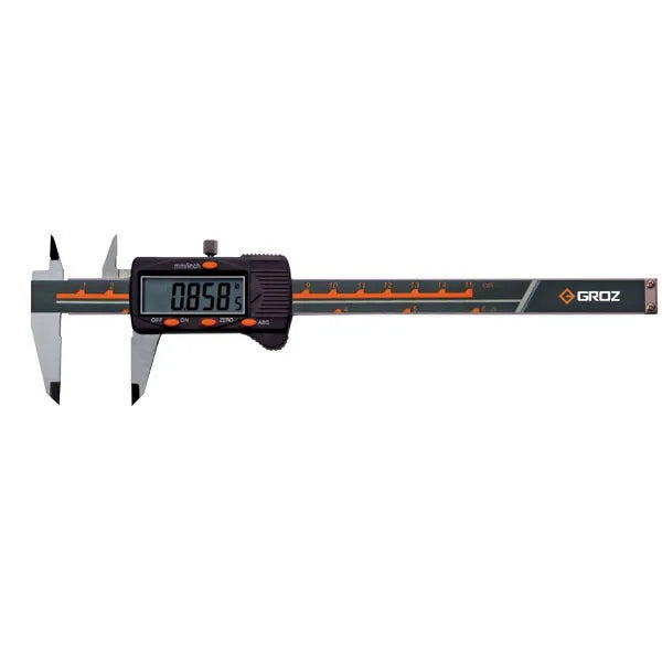 GROZ DIGITAL VERNIER CALIPER, 0-8/0-200MM, 0.0005/0.01MM,4 BUTTONS, WITH THUMB WHEEL EDC/8