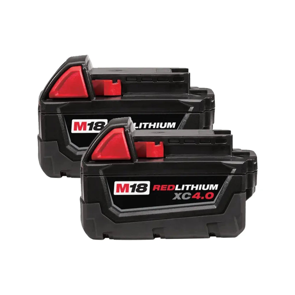 2 X Milwaukee 48-11-1840 18V M18 Red Lithium Xc 4.0 Extended Capacity Batteries