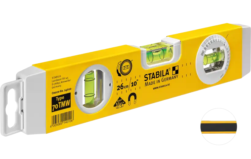 Stabila 70TMW/25 260mm (10") 3 Vial Torpedo Box Frame Angle Measure Magnetic Spirit Level 14010