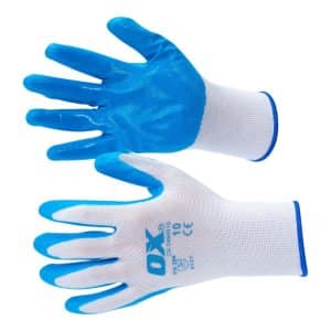 OX Safety Polyester Lined Nitrile Glove – Size 10